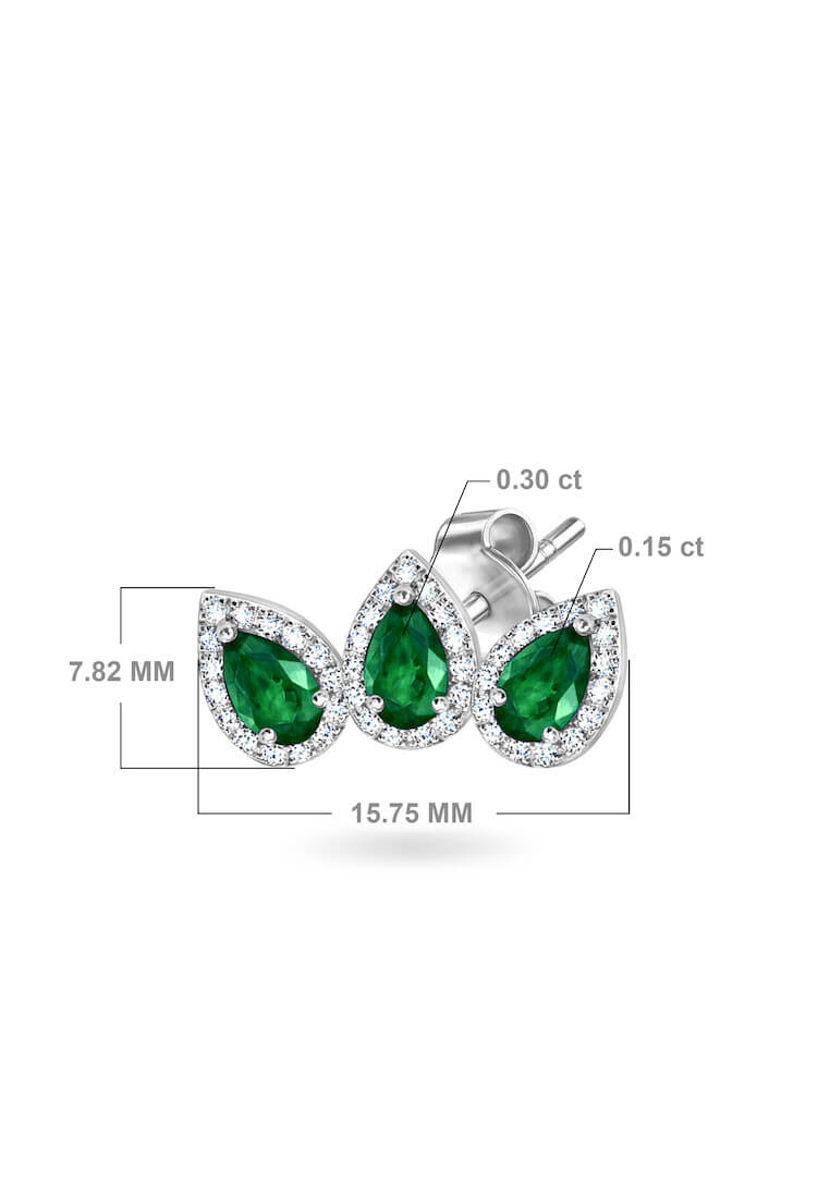 Aquae Jewels Earrings Stud Triplet Empress 18K Gold and Diamonds (Single) - Rose Gold, Sapphire