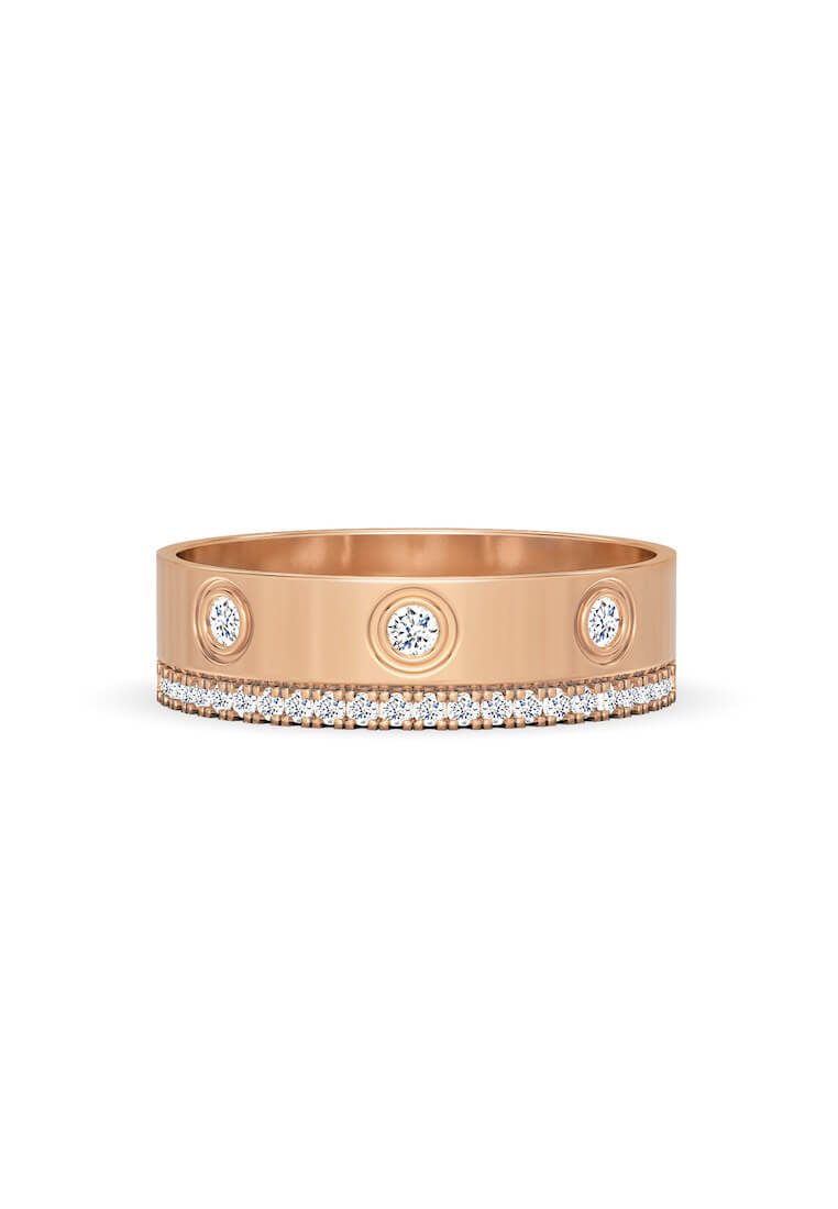 Aquae Jewels Ring Rich & Bold Lover 18K Gold And Diamonds - Rose Gold - 13