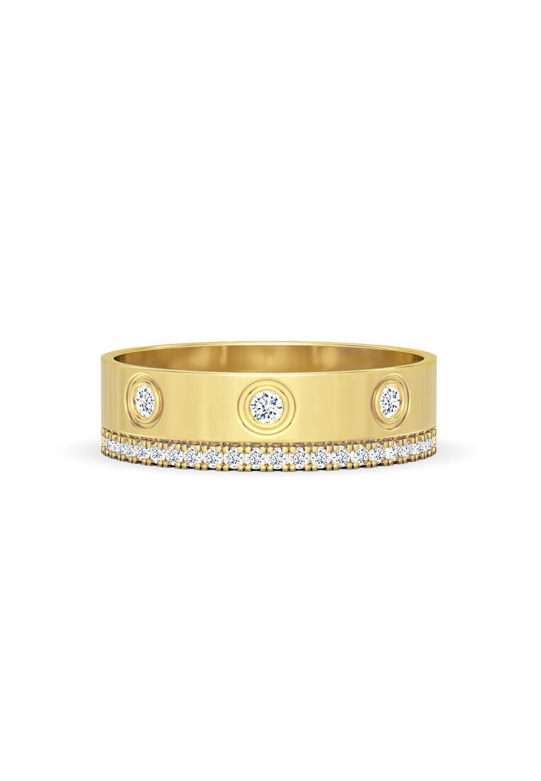 Aquae Jewels Ring Rich & Bold Lover 18K Gold And Diamonds - Yellow Gold - 13