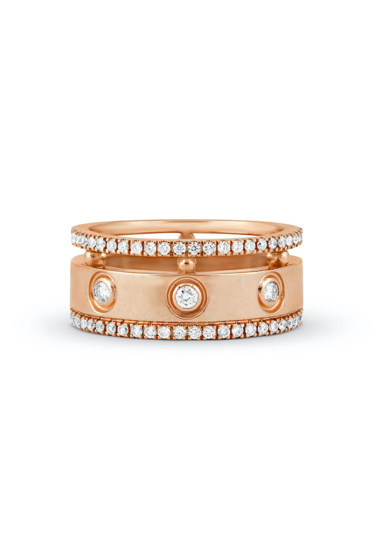 Aquae Jewels Ring Rich and Bold Diem, 18K Gold and Diamonds - Rose Gold - 13