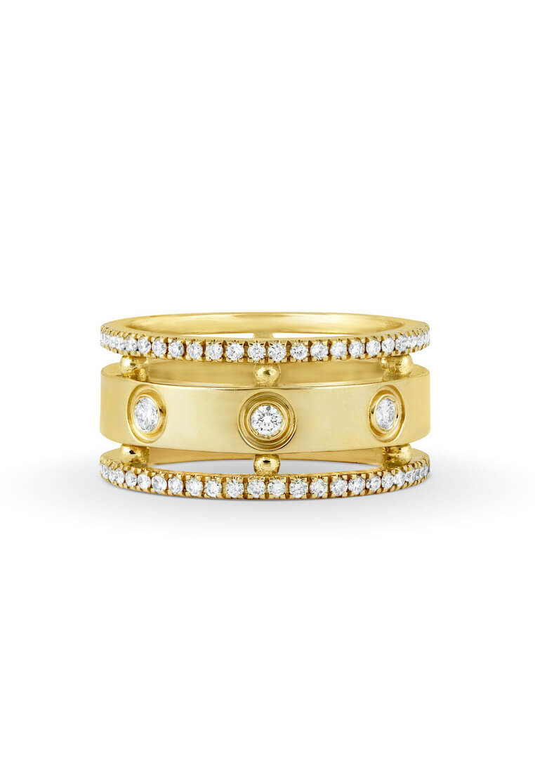 Aquae Jewels Ring Rich and Bold Queen, 18K Gold and Diamonds - Yellow Gold - 13