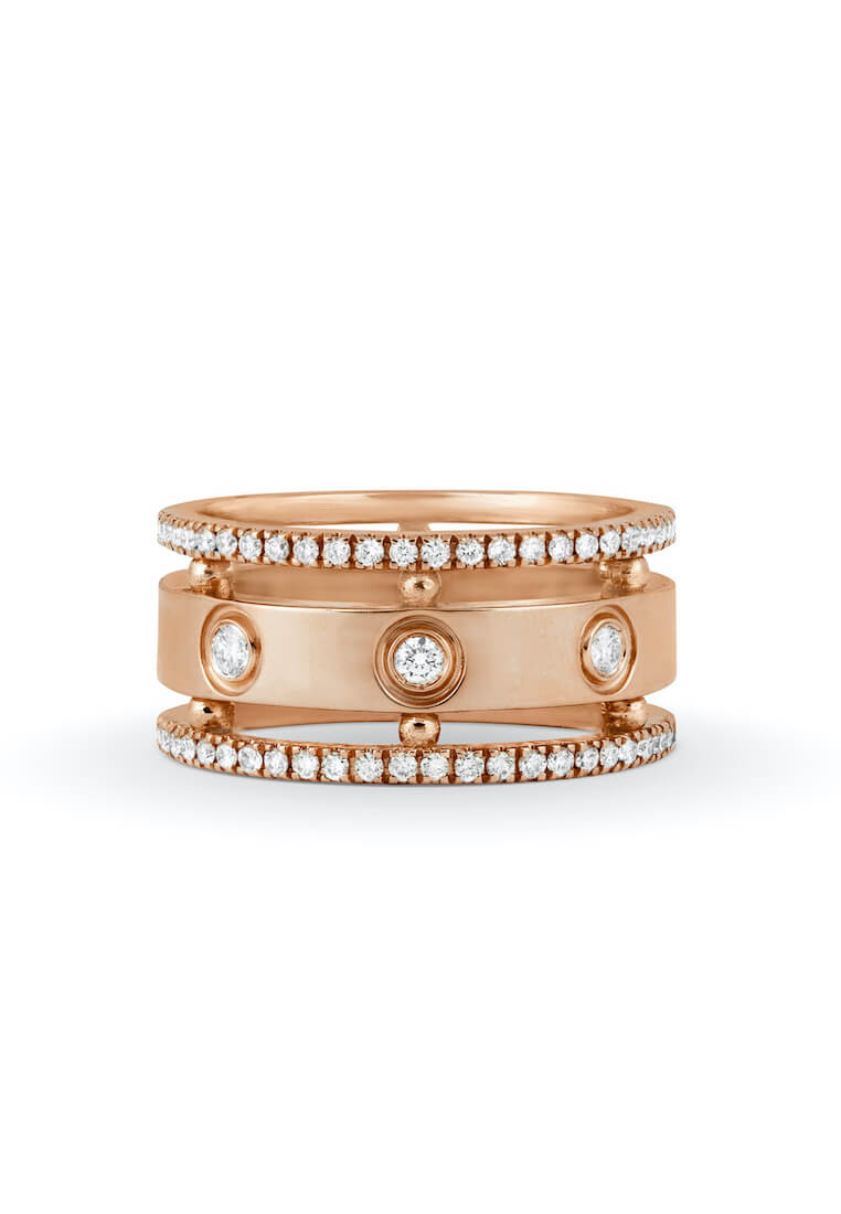 Aquae Jewels Ring Rich and Bold Queen, 18K Gold and Diamonds - Rose Gold - 13