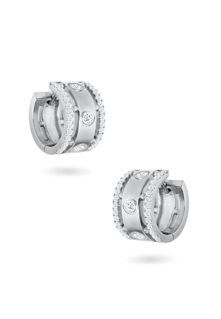Aquae Jewels Earrings Rich And Bold Queen, 18K Gold And Diamonds - White Gold