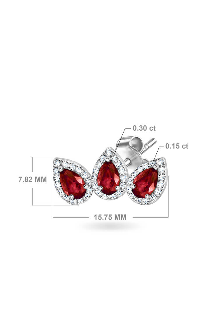 Aquae Jewels Earrings Stud Triplet Empress 18K Gold and Diamonds (Single) - White Gold, Emerald