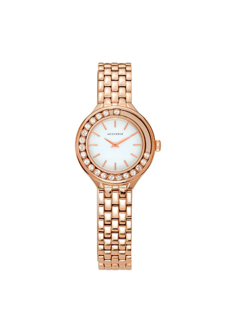 Aries Gold Serenity White Dial Rose Gold Stainless Steel Women Watch L 5041 RG-MP