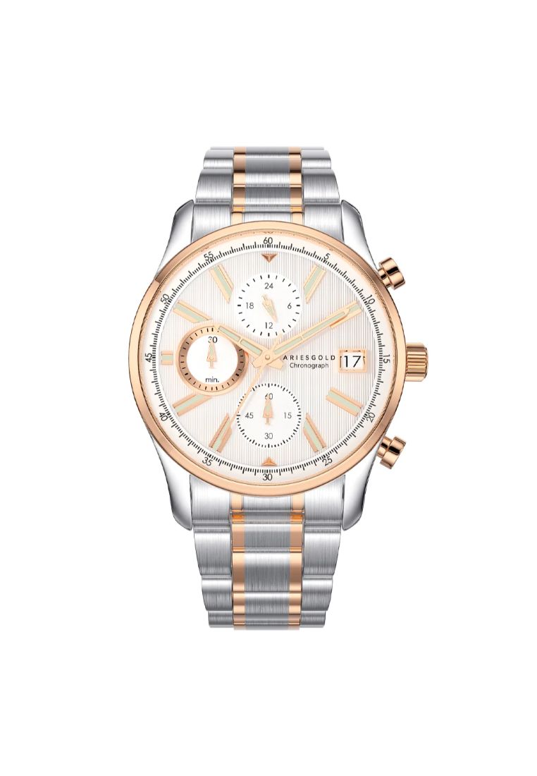 Aries Gold Champion 7020 G 7020 SRG-SRG Men Silver Dial Chronograph VR33 42mm Silver Stainless Steel Strap