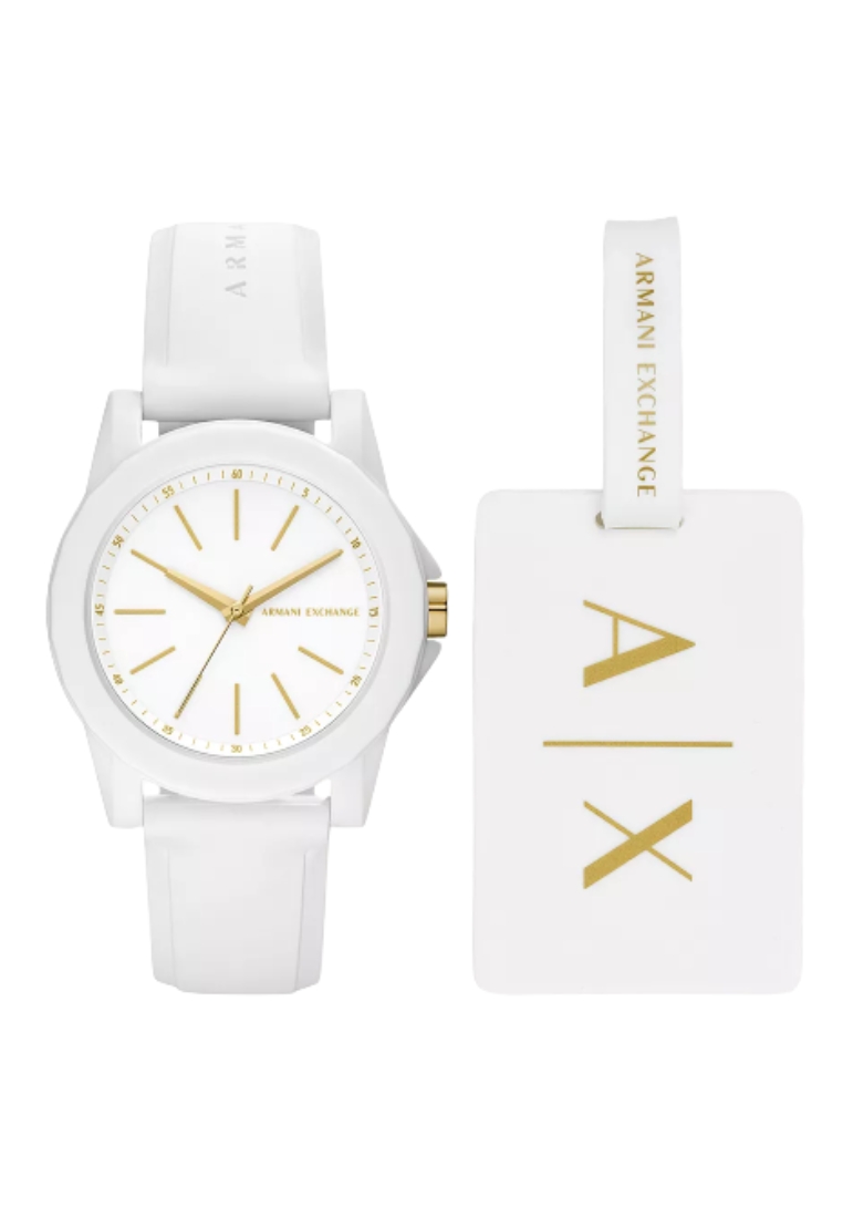Armani Exchange 阿瑪尼官方旗艦店正品白月光手錶女士輕奢情侶禮盒 (AX7126)