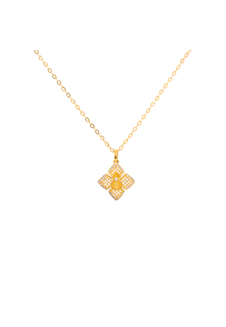 Arthesdam Jewellery 18K Gold Lucky Clover Gourd 0.062CT Diamond Necklace