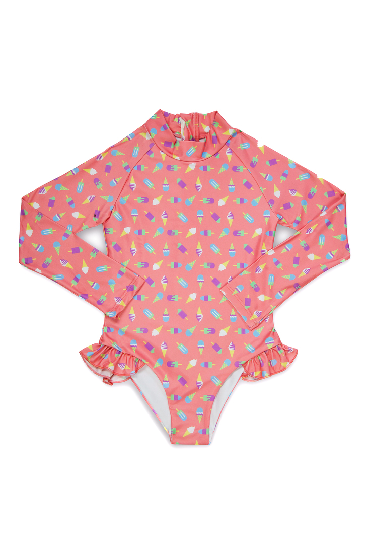 August Society Coral Girls One Piece - Ice Cream