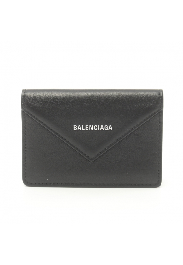 二奢 Pre-loved BALENCIAGA PAPIER ZA THIN CARD card case name card holder leather black