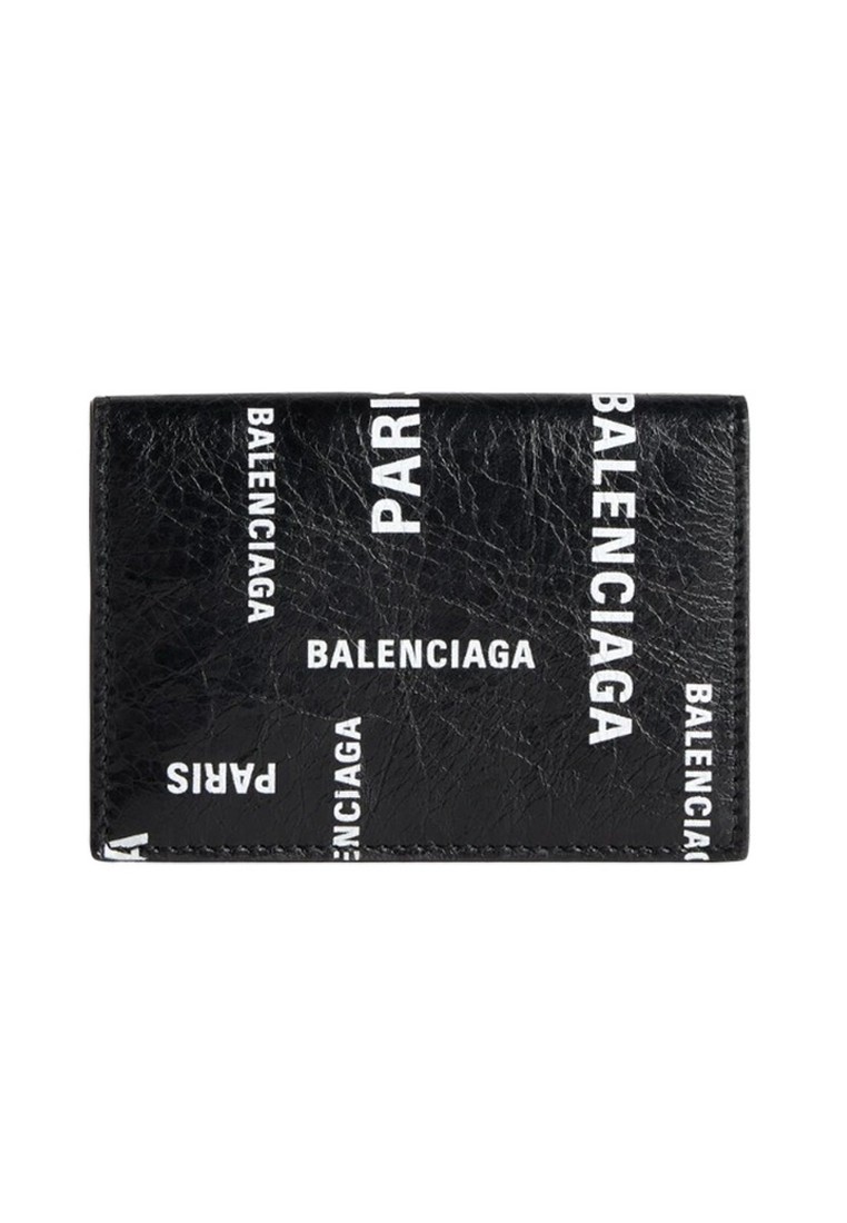 BALENCIAGA Balenciaga CASH MINI BAL PARIS ALLOVER 小皮夾(黑色)