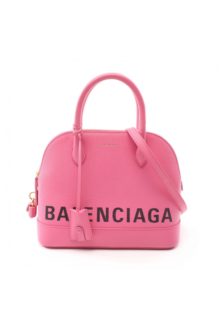二奢 Pre-loved BALENCIAGA Ville top handle bag S Handbag leather pink black 2WAY