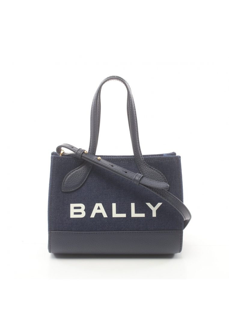 二奢 Pre-loved BALLY BAR KEEP ON XS Handbag denim leather Indigo blue Navy 2WAY