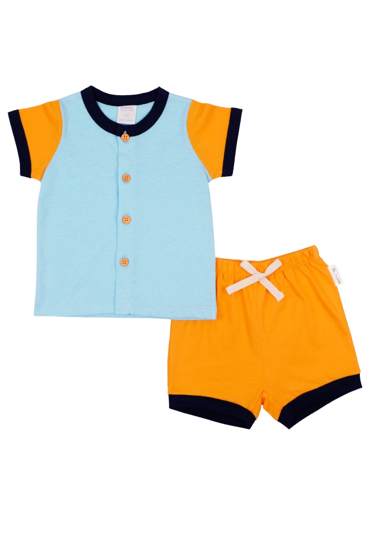 Beemores blue tee & orange shorts set