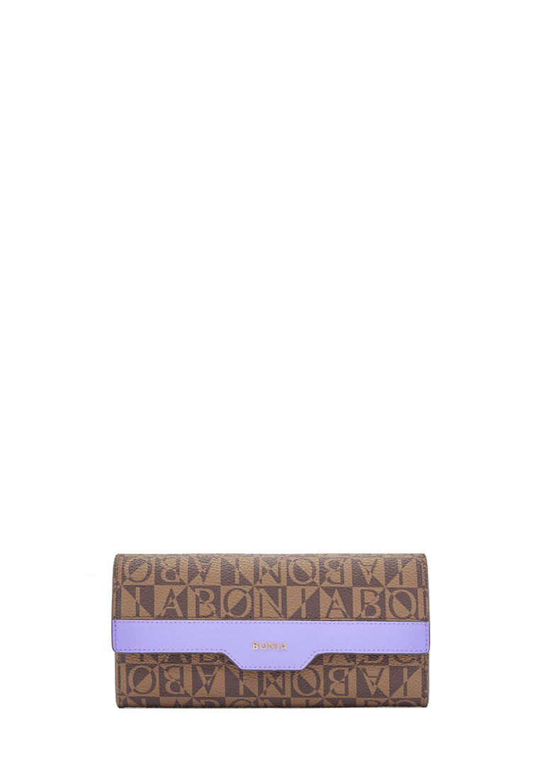 BONIA Digital Lavender Ciccio Monogram 3 Fold Long Wallet