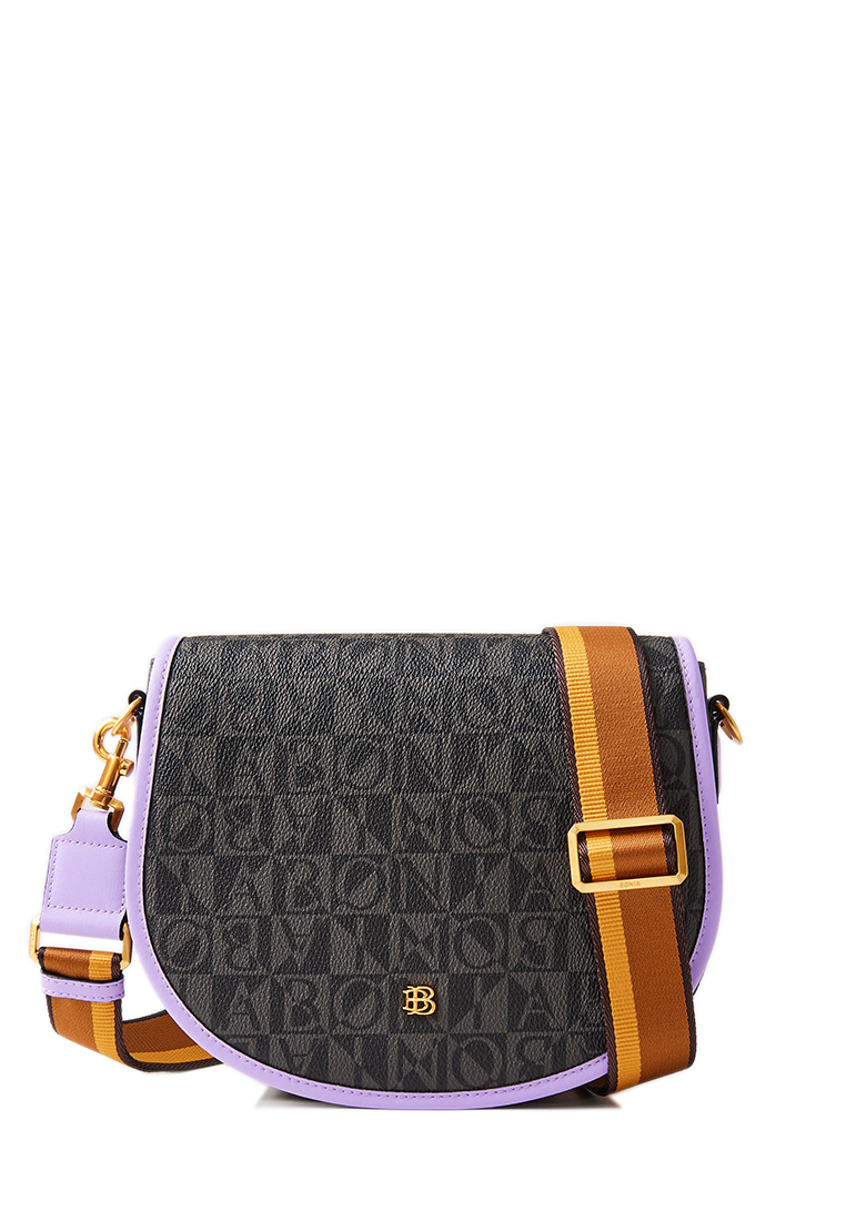 BONIA Purple Paste Miley Monogram Small Saddle Bag
