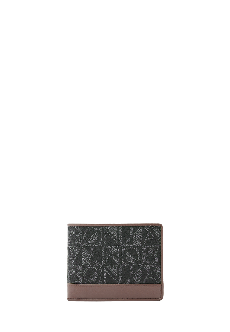 BONIA Dark Brown Nathan Monogram Flap Cards Wallet with Coin Compartment