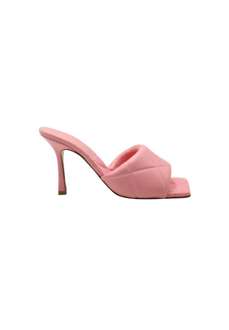 Pre-Loved BOTTEGA VENETA Light Pink Quilted Leather High Heel Mules