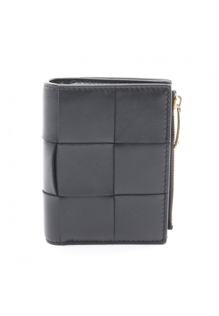 二奢 Pre-loved BOTTEGA VENETA maxi intrecciato Bi-fold wallet leather black