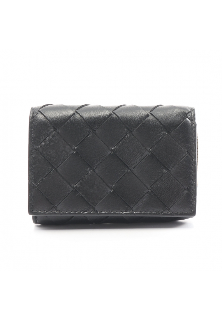 二奢 Pre-loved BOTTEGA VENETA Intrecciato trifold wallet leather black