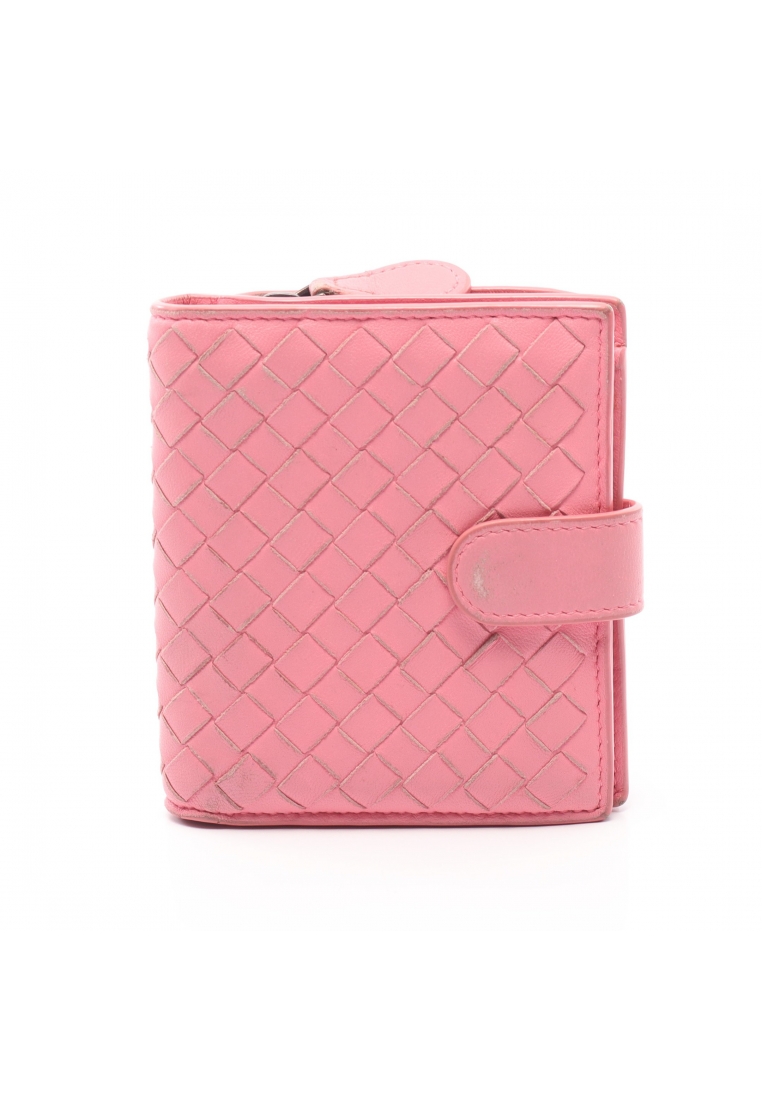 二奢 Pre-loved BOTTEGA VENETA Intrecciato Bi-fold wallet leather pink