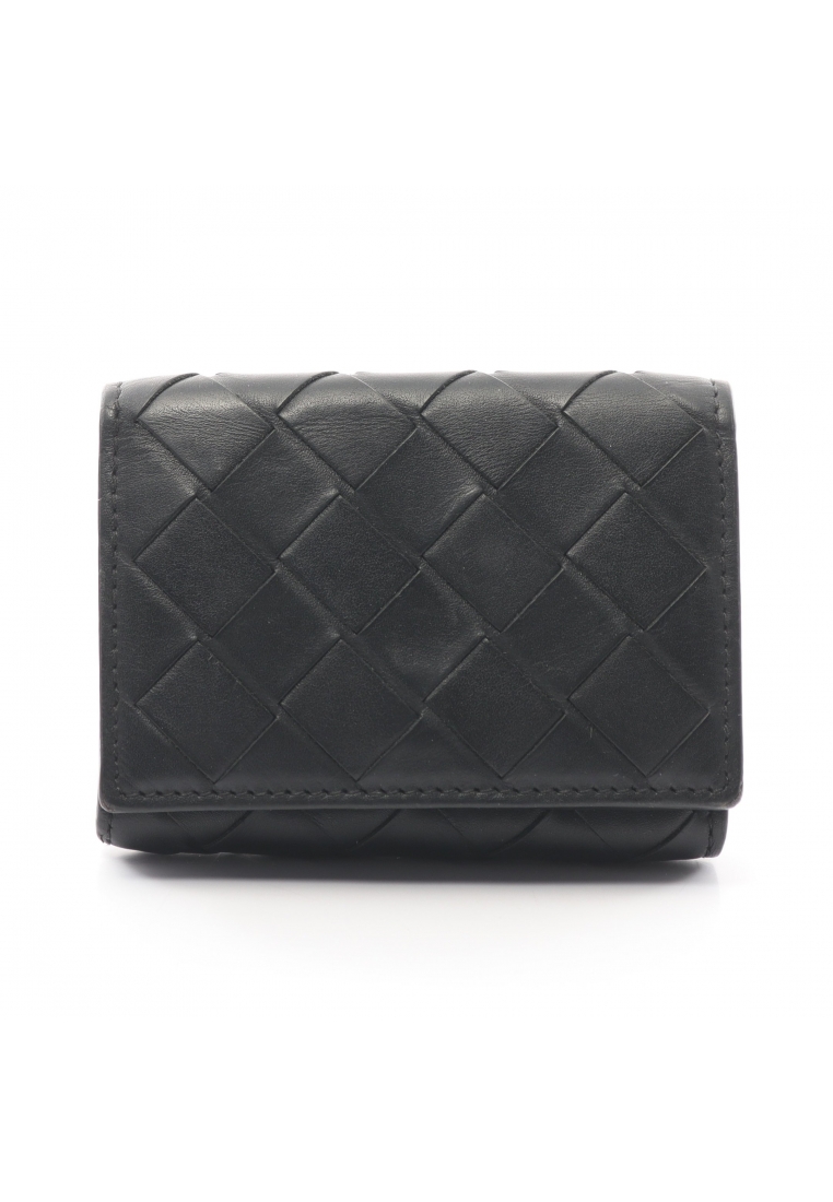 二奢 Pre-loved BOTTEGA VENETA Intrecciato trifold wallet W hook wallet leather black