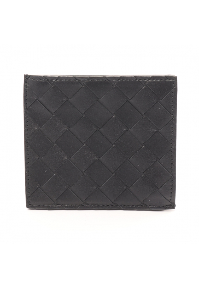 二奢 Pre-loved BOTTEGA VENETA Intrecciato coin purse leather black L-shaped zipper