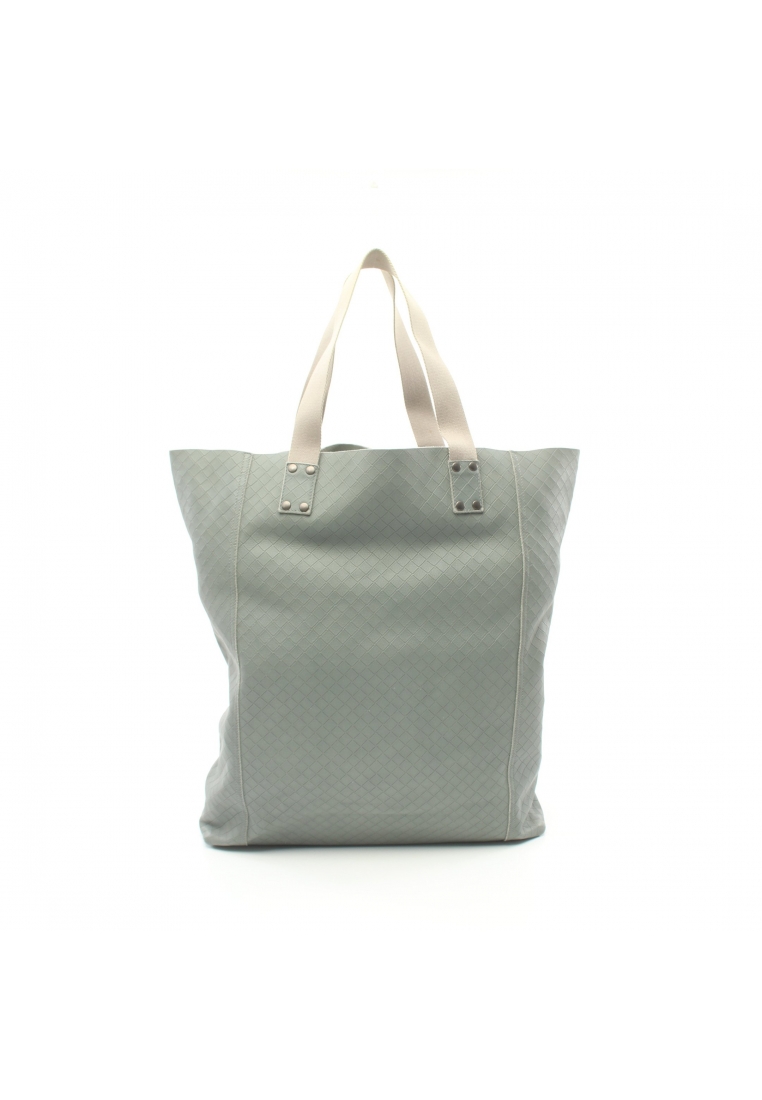 二奢 Pre-loved BOTTEGA VENETA Intrecciato Handbag tote bag leather gray green beige