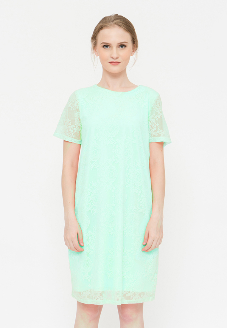 Bove by Spring Maternity Woven Short Sleeved Catriona Full Lace Dress Mint