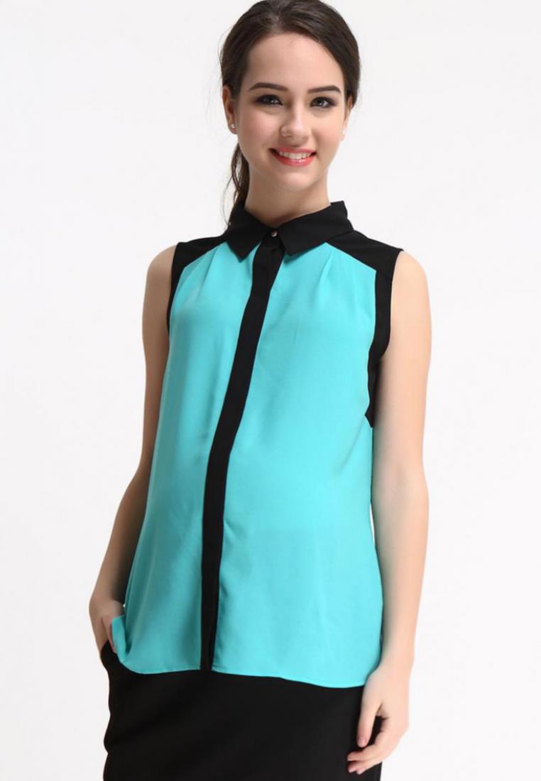 Bove by Spring Maternity Woven Sleeveless Ella Color Contrast Top