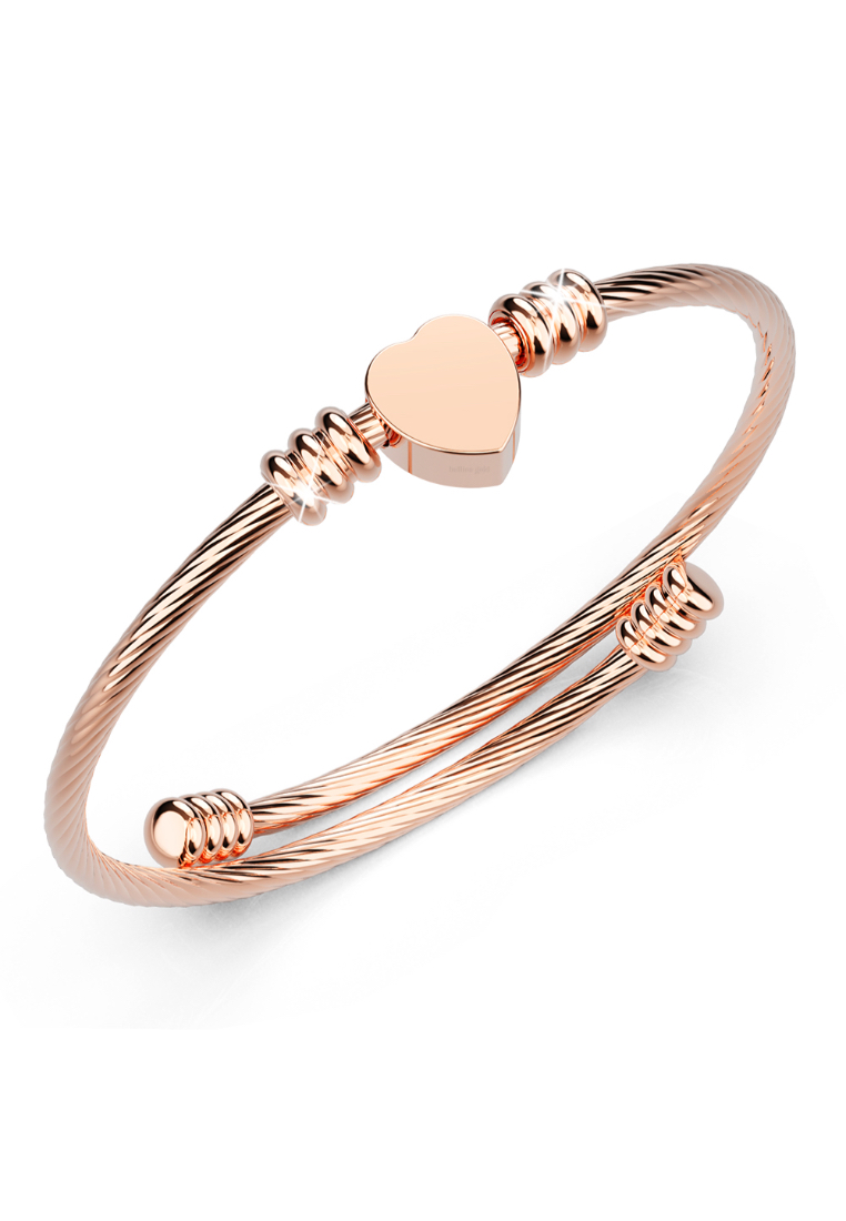 Bullion Gold BULLION GOLD Heart Motif Charmed Stretched Spiral Coil Bangle Rose Gold Layered