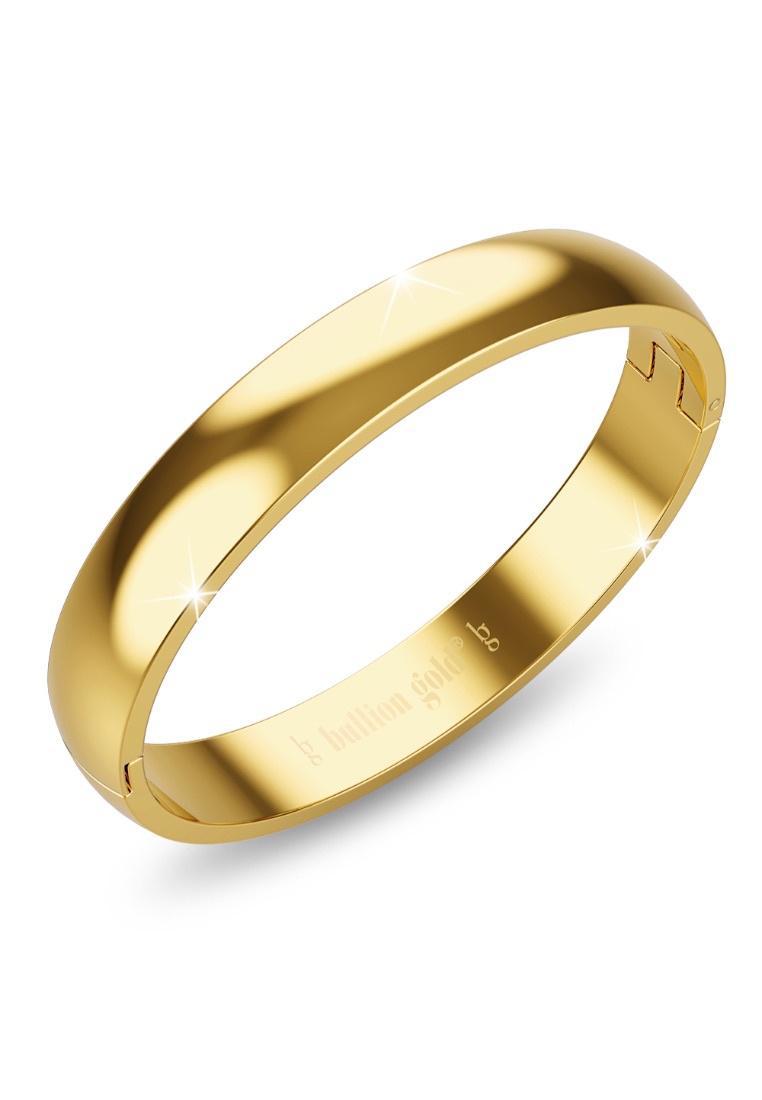 Bullion Gold BULLION GOLD Solid Round Stainless Steel Bangle in Gold 8mm