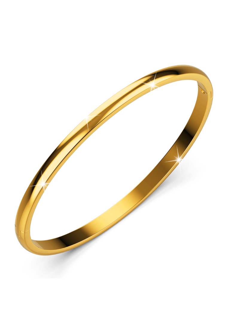 Bullion Gold BULLION GOLD Solid Round Stainless Steel Bangle in Gold