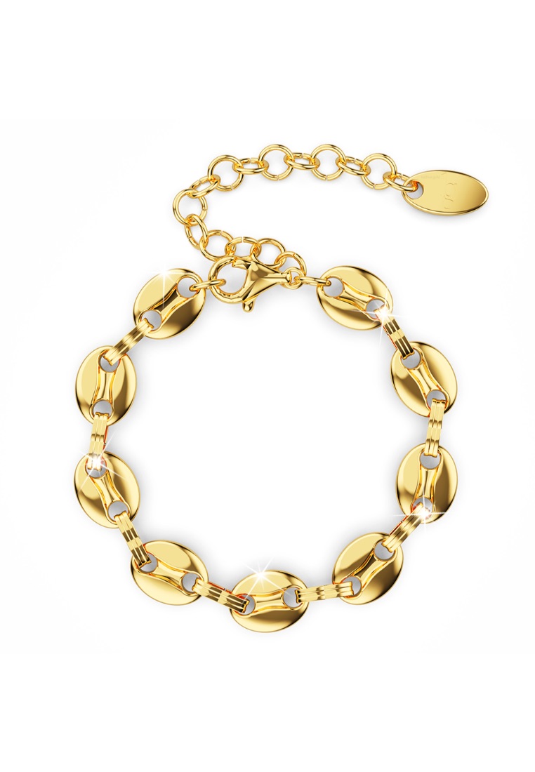 Bullion Gold BULLION GOLD Interlocking Coffee Bean Link Bracelet in Gold