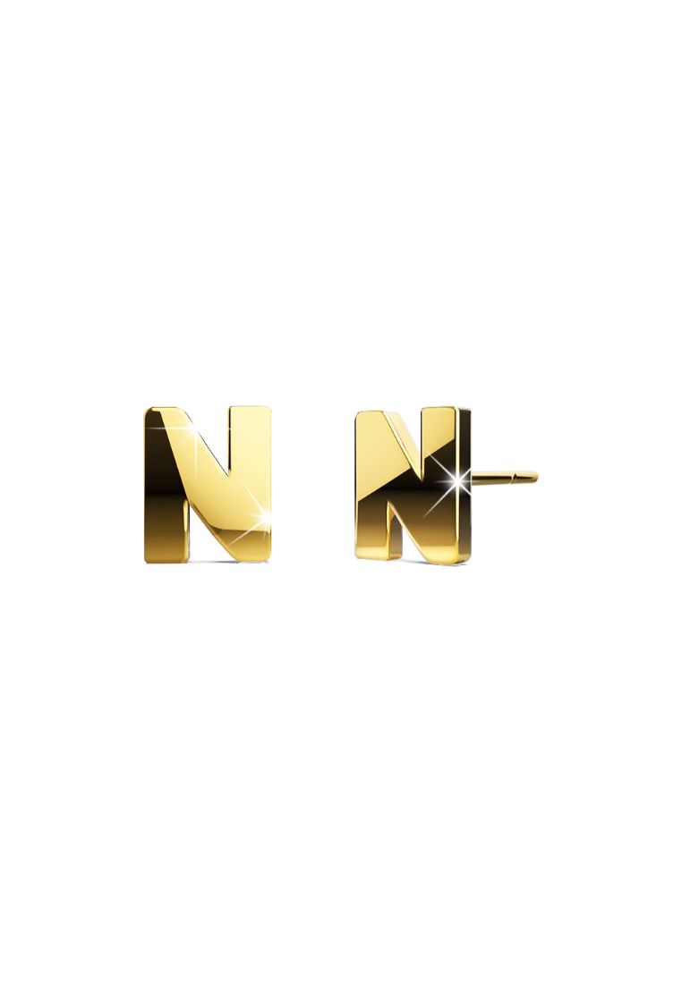 Bullion Gold BULLION GOLD Bold Alphabet Letter Initial Charm Earrings in Gold Tone - N