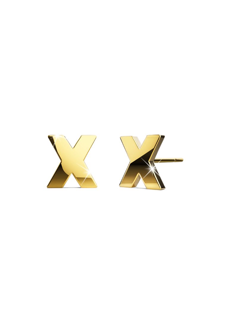 Bullion Gold BULLION GOLD Bold Alphabet Letter Initial Charm Earrings in Gold Tone - X