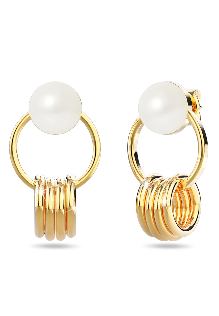 Bullion Gold BULLION GOLD Helena Pearl & Charm Ring Gold Drop Earrings