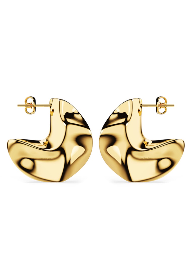 Bullion Gold BULLION GOLD Texture Tiny C-Hoop Earrings in Gold