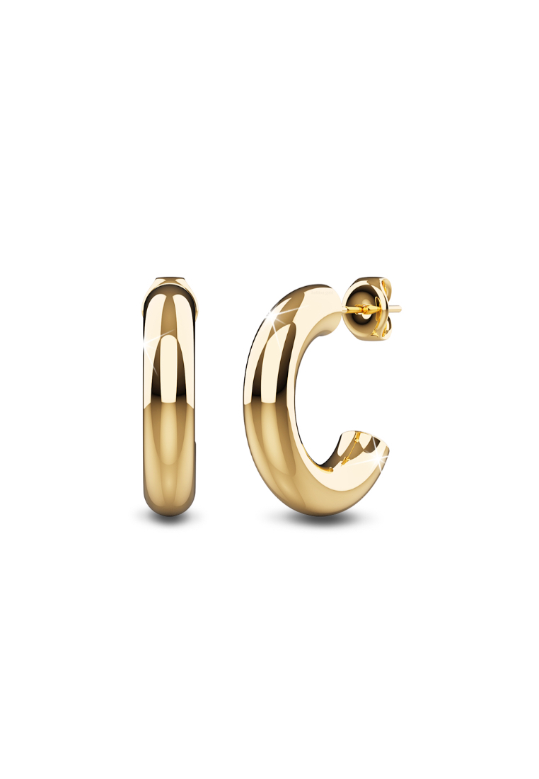 Bullion Gold BULLION GOLD Creole C-Hoop Gold Layered Earrings 14mm