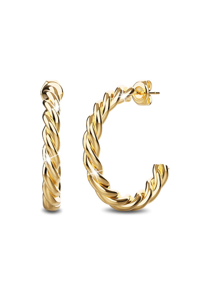 Bullion Gold BULLION GOLD Twisted Braid C-Hoop Gold Layered Earrings 30mm