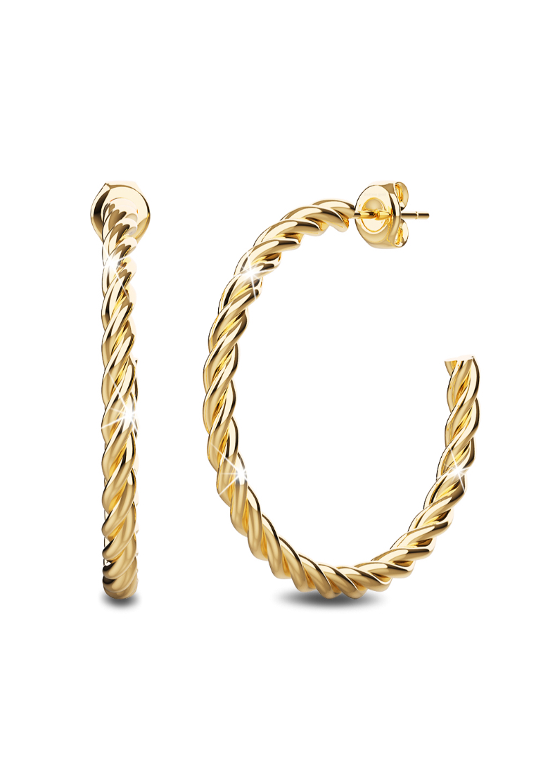 Bullion Gold BULLION GOLD Twisted Braid C-Hoop Gold Layered Earrings 38mm