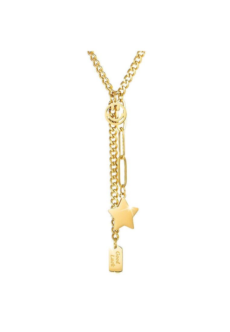 Bullion Gold BULLION GOLD Star Tag Necklace in Gold Layered Steel Jewellery