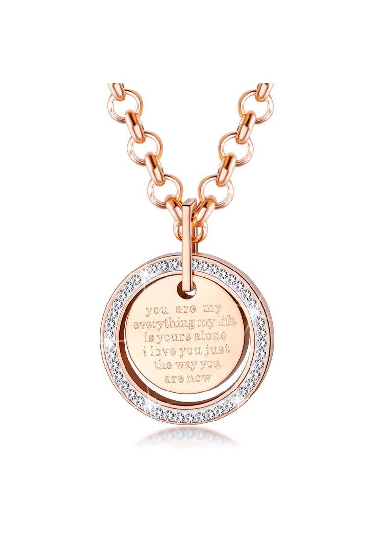 Bullion Gold BULLION GOLD Deep Meaning Pendent Necklace in Rose Gold Layered Steel Jewellery