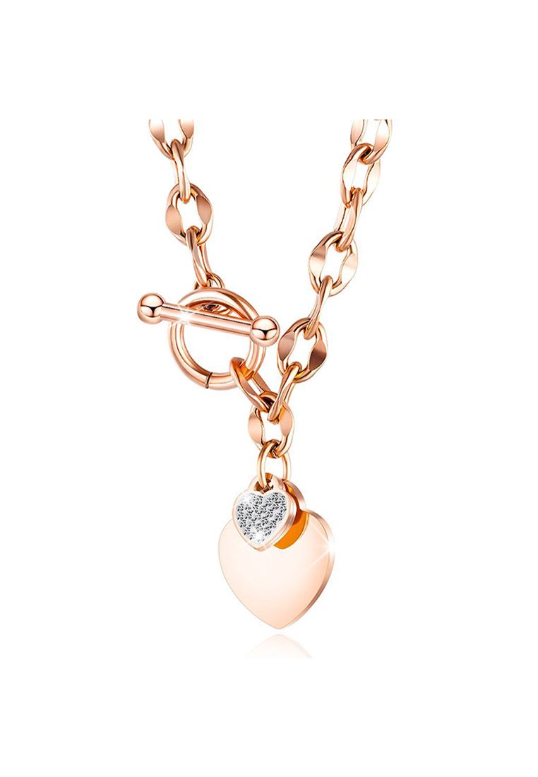 Bullion Gold BULLION GOLD Diamond cut Belcher Chain T-lock Toggle Necklace in Rose Gold Layered Steel Jewellery