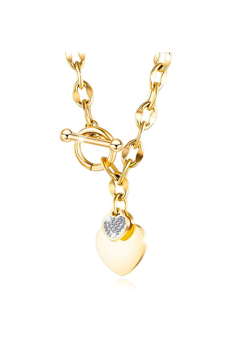 Bullion Gold BULLION GOLD Diamond cut Belcher Chain T-lock Toggle Necklace in Gold Layered Steel Jewellery