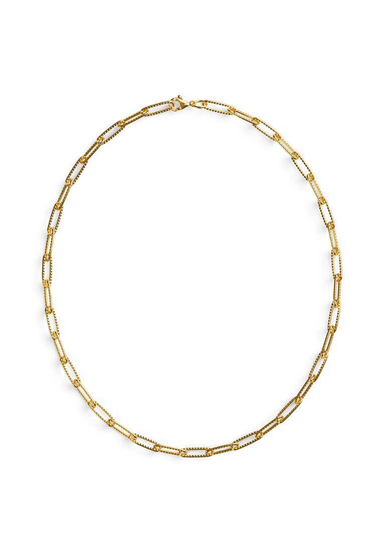 Bullion Gold BULLION GOLD Textured Paper-Clip Link Chain Necklace in Gold
