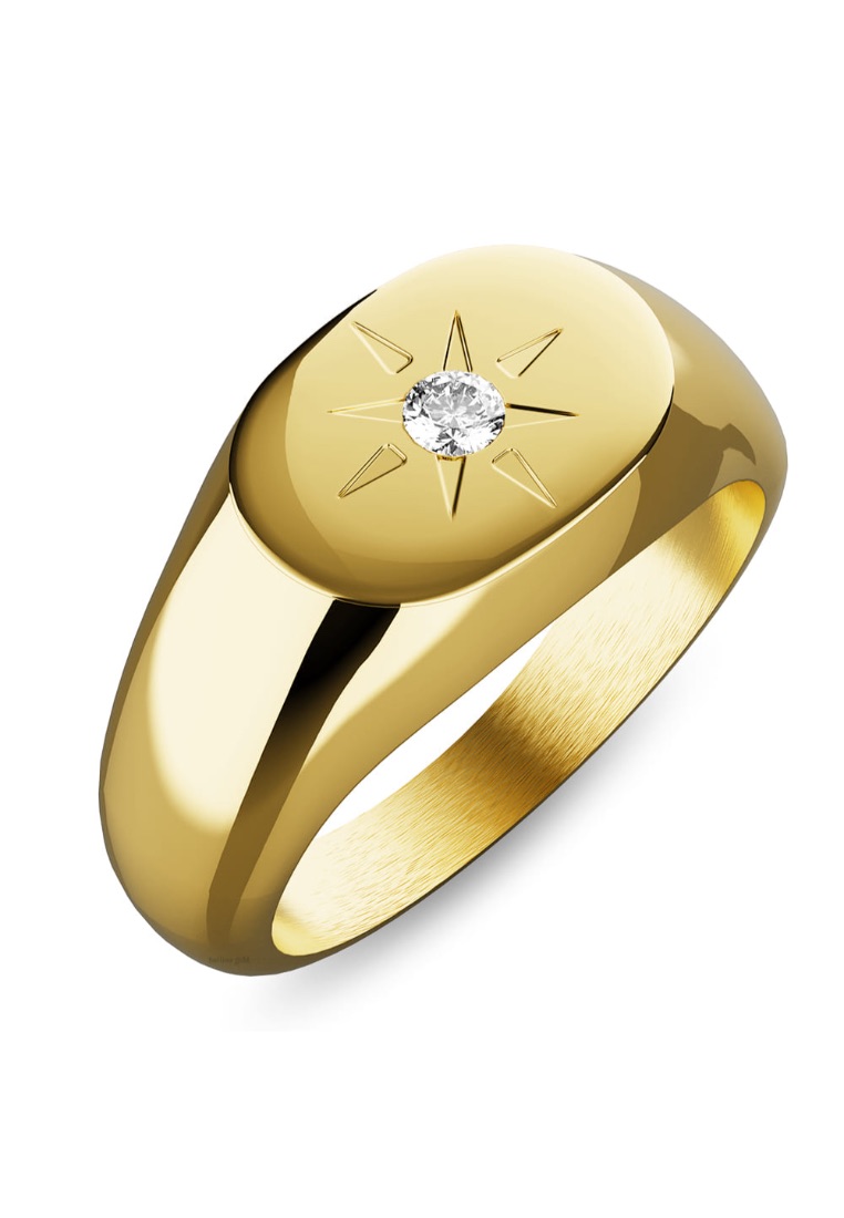 Bullion Gold BULLION GOLD Celestial Brilliance Ring with Cubic Zirconia in Gold Layered