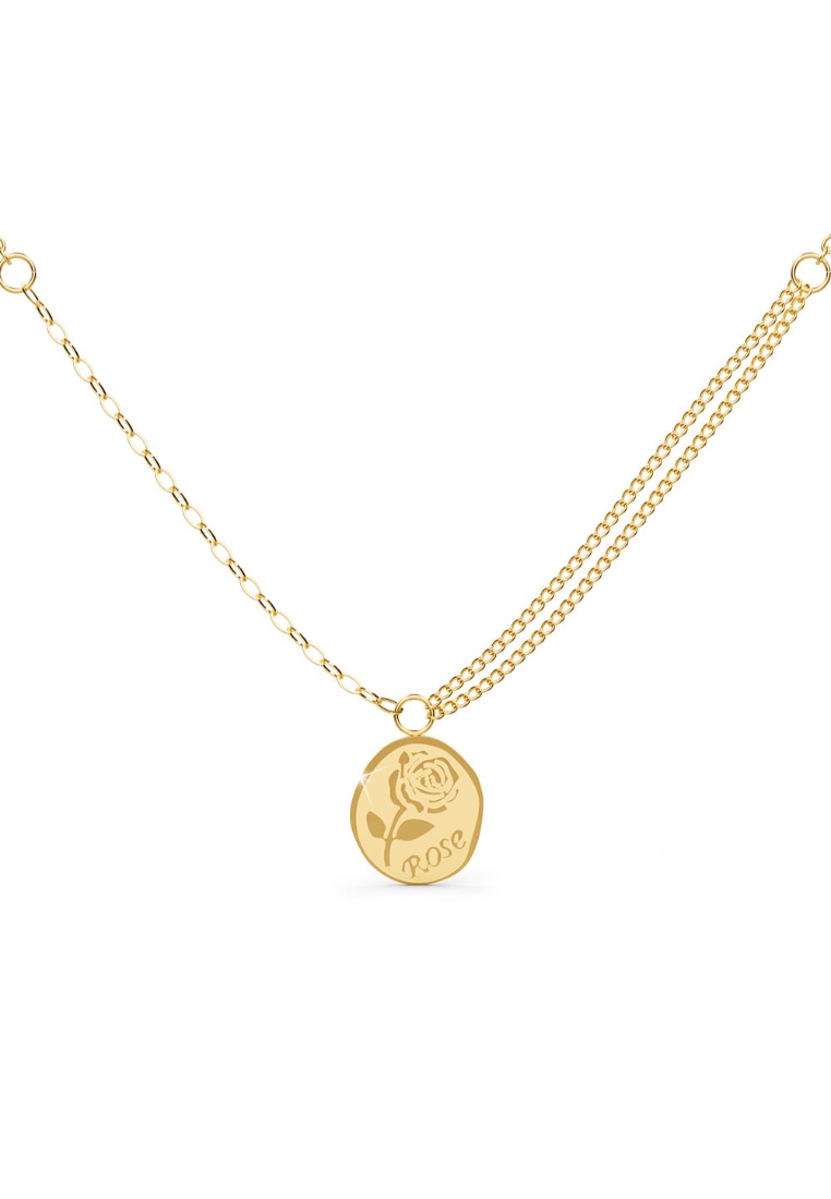 Bullion Gold BULLION GOLD Golden Rose Engraved Pendant Necklace
