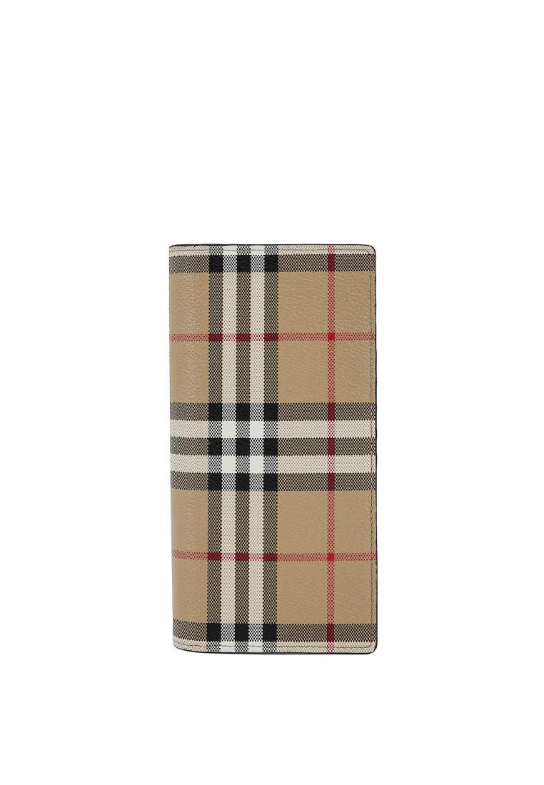 Coated canvas wallet with check motif - BURBERRY - Beige