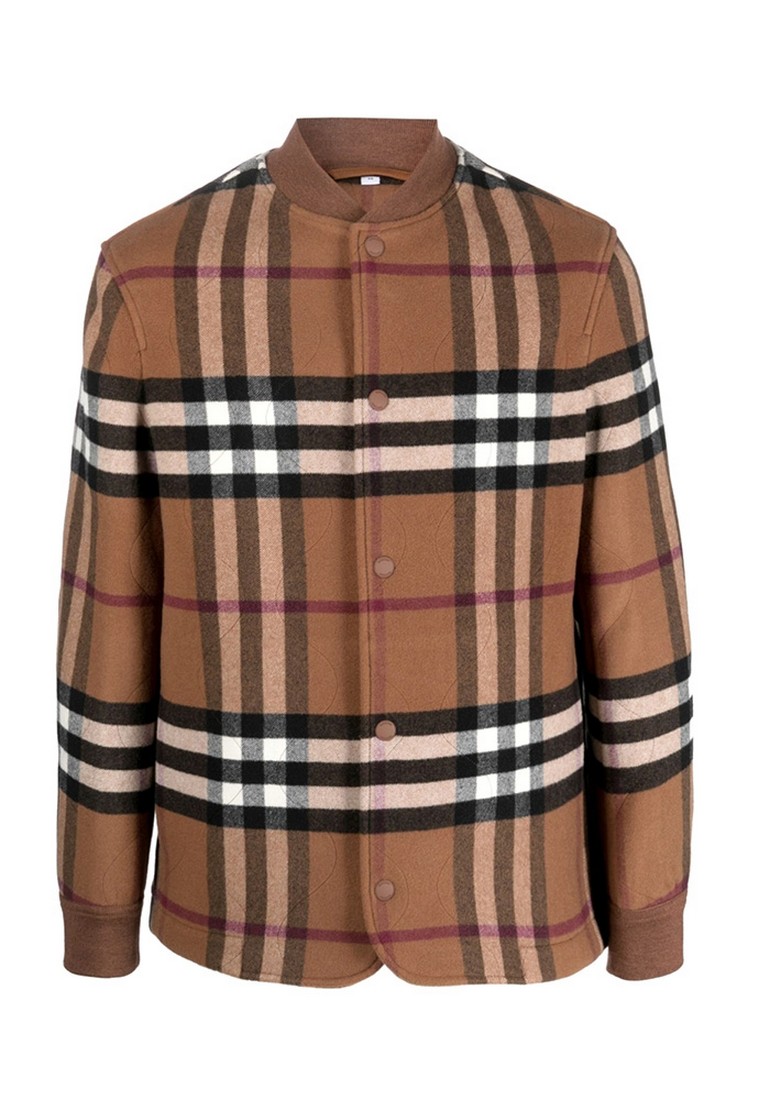 BURBERRY Burberry Quilted Check Wool Blend Bomber 夾克(棕色)
